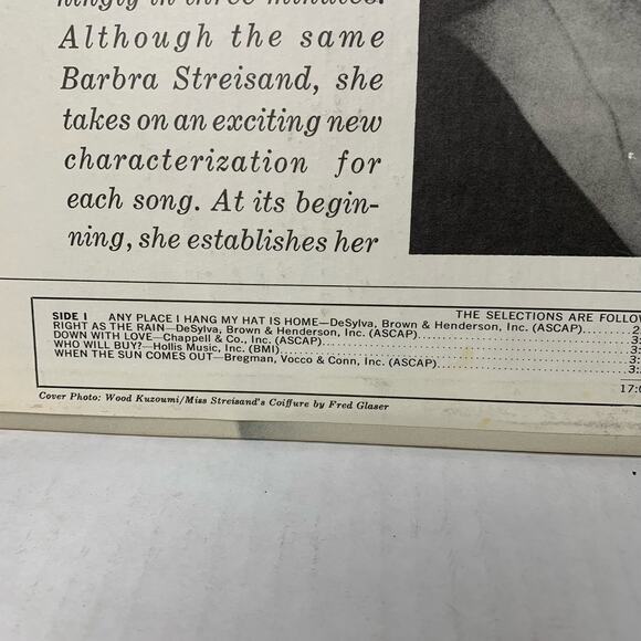 The Second Barbara Streisand Album Columbia Records 1963 Vinyl Record - Picture 5 of 7
